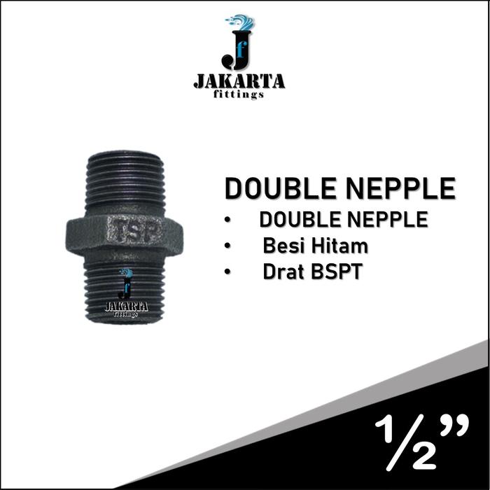 Gambar DOUBLE NEPPLE PIPE PIPA BESI HITAM DRAT BESI BSPT 1/2" 3/4" 1" 1-1/4" - SIZE 1/2" dari JAKARTA Fittings undefined Tokopedia