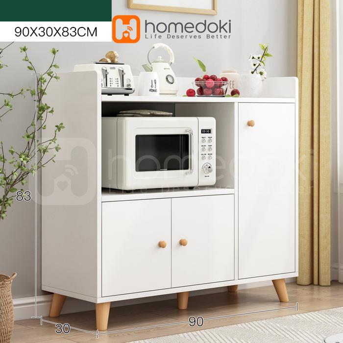 Gambar Homedoki Lemari Dapur Multifungsi Bufet Rak Minimalis 90x30x83cm Furniture Serbaguna Anti Jamur & Rayap - Putih dari Homedoki Store undefined Tokopedia