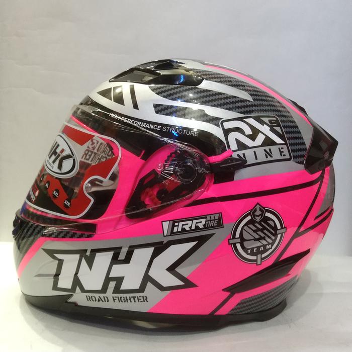 Jual HELM NHK RX9 MOTIF SE RACER X PINK FLORECENT SILVER HELM FULL