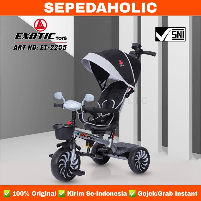 Gambar Sepeda Roda Tiga 3 EXOTIC ET 2255 Kursi Putar Musik Tricycle Anak - Grey dari Sepedaholic undefined Tokopedia