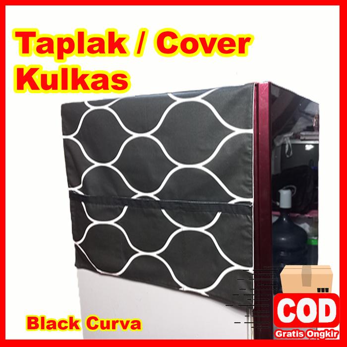 Gambar Sarung Kulkas / Taplak Kulkas / Cover Kulkas 1 Pintu Murah 2 Lapis - Black Curva dari Maryam Home id undefined Tokopedia