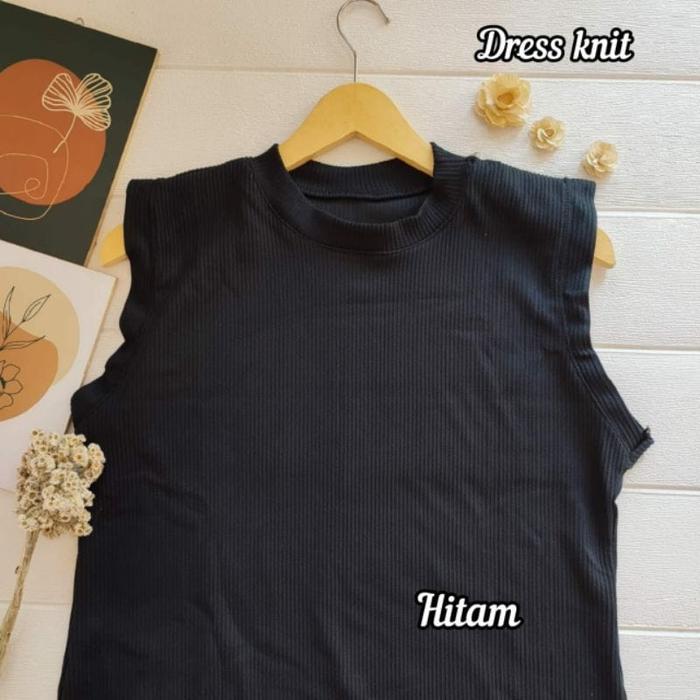 Gambar INNER DRESS RAJUT TANPA LENGAN BAHAN KNIT PREMIUM JUMBO 80KG XXL - Hitam, M dari Ranumm shop undefined Tokopedia