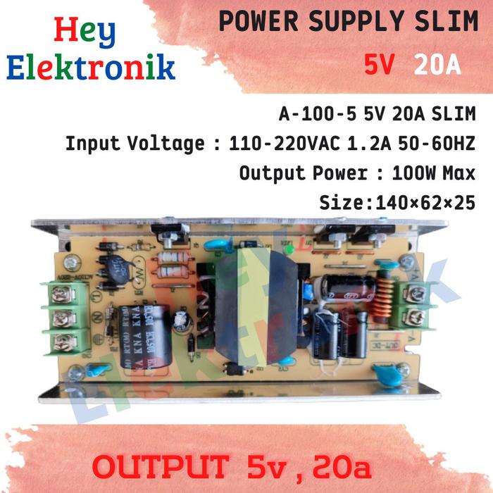 Gambar POWER SUPPLY RUNNING TEXT SLIM ADAPTOR TRAVO 5V 20A 40A 60A - 5V 20A PSU SLIM dari HeyElektronik undefined Tokopedia