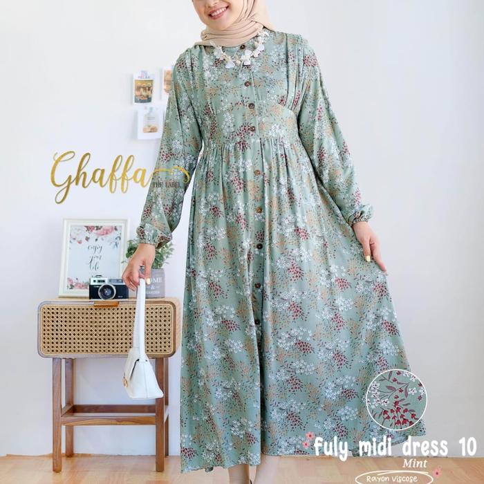 Gambar maxi dress muslim premium busui friendly hijab - mint dari RUBELIA undefined Tokopedia