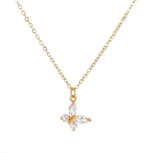 Gambar kalung fashion kupu-kupu crystal butterfly necklace jka251 - gold dari Oila Official Shop undefined Tokopedia