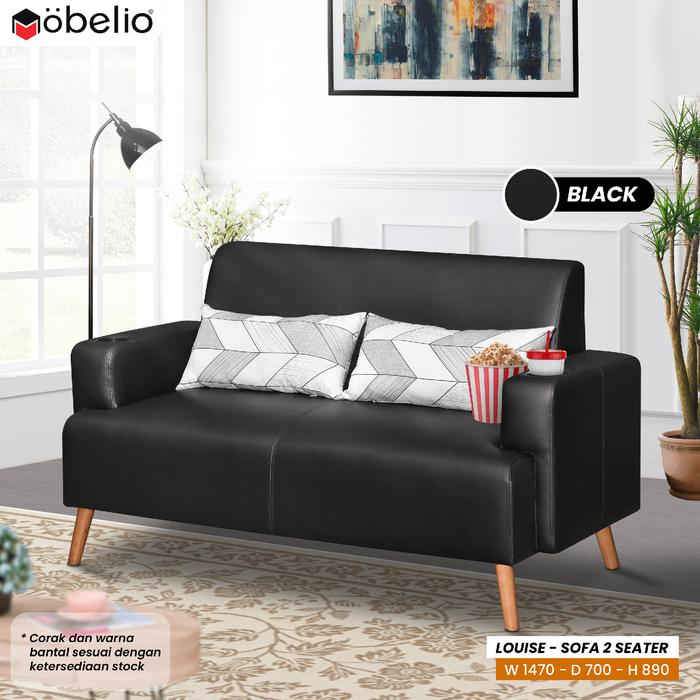 Gambar Sofa 2 Dudukan Minimalis - Black dari Mobelio undefined Tokopedia