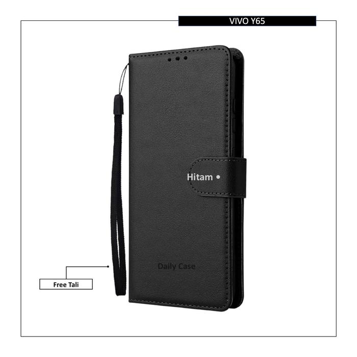 Gambar Case VIVO Y65 1719 Terbaru Flip Leather Casing Premium Kesing Kulit HP - Hitam dari Daily Case.id undefined Tokopedia