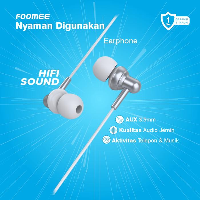 Gambar Foomee QA02 Earphone In Ear HIFI Wired Headset Music Stereo - Putih dari Foomee Surabaya undefined Tokopedia