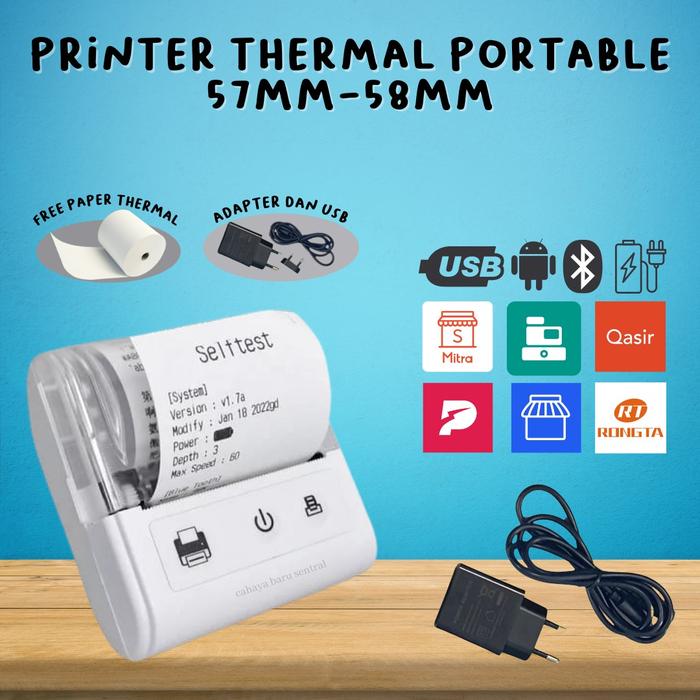 Gambar PRINTER BLUETOOTH PORTABLE THERMAL KASIR BARCODE LABEL - Putih dari CAHAYA BARU SENTRAL undefined Tokopedia