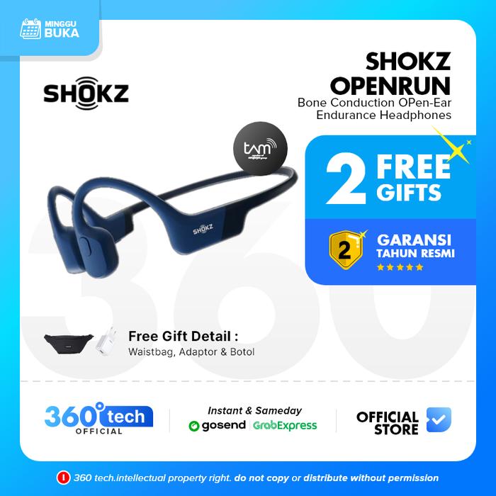 Gambar Shokz OpenRun Open Ear Sport Headphone - Garani Resmi - Blue dari 360 tech undefined Tokopedia