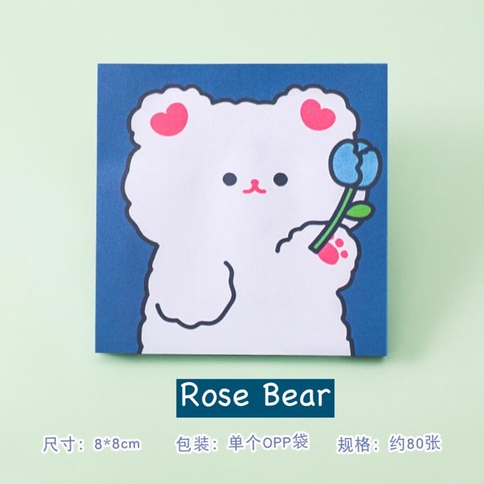 Gambar STICKY NOTE INS BLUE GIRL MEMO PAD BLUE CARTOON CUTE KAWAII - rose bear dari nanabakehouse undefined Tokopedia