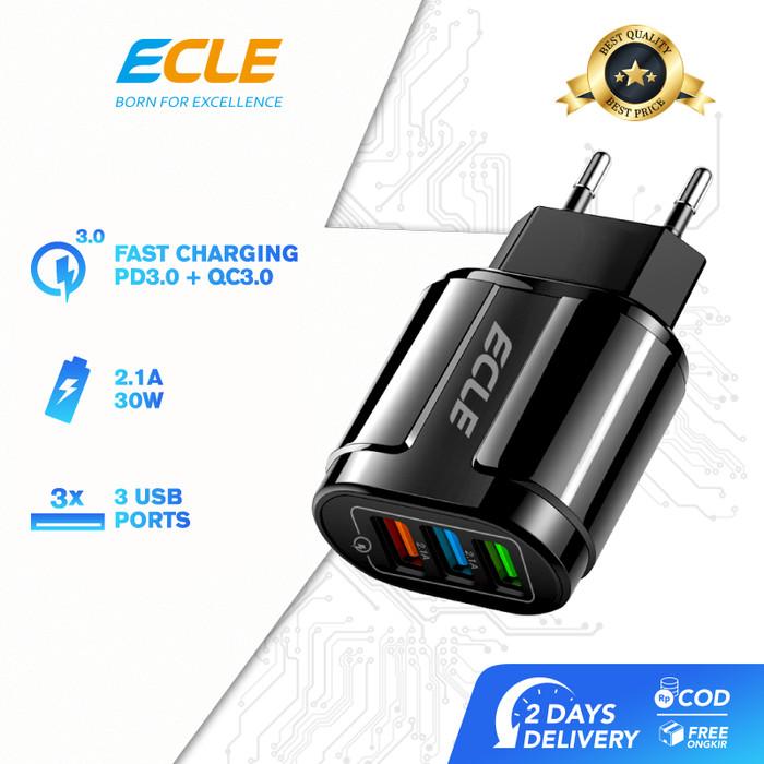Gambar ECLE Adaptor Charger Fast Charging 4 USB Port Quick Charge QC3.0 - Charger 3USB dari ECLE Official Store undefined Tokopedia
