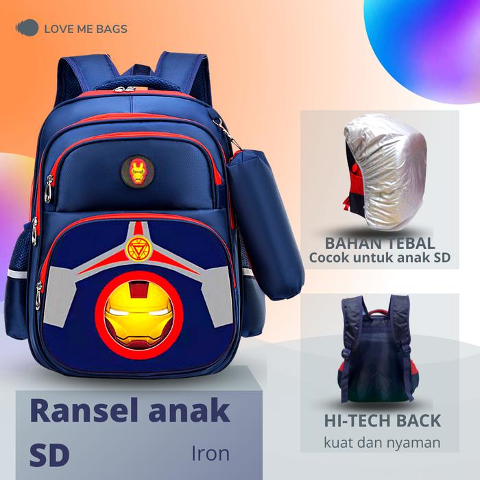 Gambar Tas Anak Sekolah SD Laki Laki LMB Bahan Nilon Import Gambar Karakter - 631 Iron+RC, 16 dari Love Me Bags undefined Tokopedia