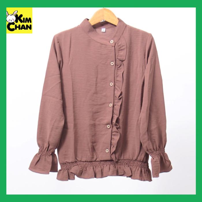 Gambar Baju Atasan Blouse Anak Perempuan Fashion Korea umur 6-15 Tahun - Blus15 Coklat, M dari Kimchan Shop undefined Tokopedia