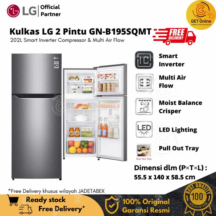 Gambar LG GN-B195SQMT Kulkas 2 Pintu - Smart Inverter Compressor 202L dari GET Online Shop undefined Tokopedia