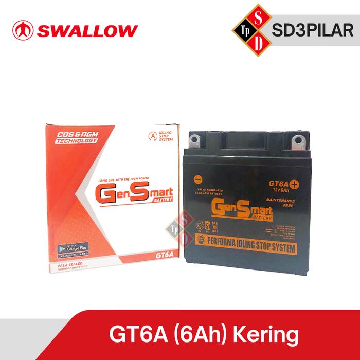 Gambar AKI MOTOR GEN SMART GT6A (Kering) 6Ah dari Ban Swallow Sumbar undefined Tokopedia