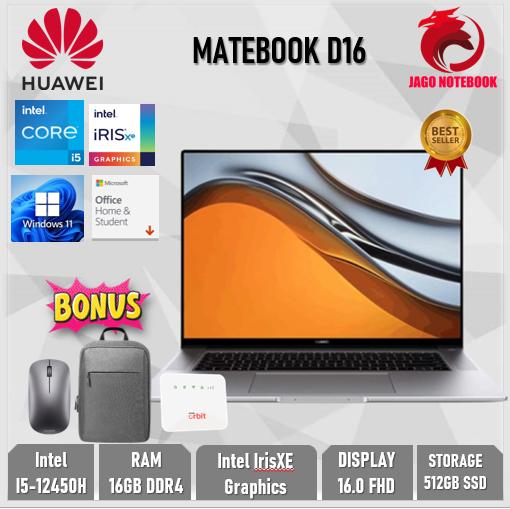 Gambar Huawei Matebook D16 intel 16GBRam 512GB SSD 16" FHD IPS WIN11 Free OHS - i5-12450H, TANPA PROTEKSI dari JAGO Notebook undefined Tokopedia