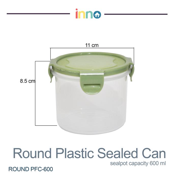 Gambar [INNO] Round Sealed Can Toples Plastik Kedap Udara Makanan Snack Bumbu - 600 mL dari INNO Home Living undefined Tokopedia
