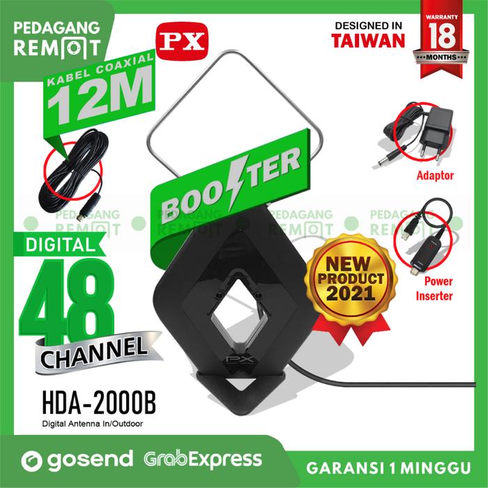 Gambar Antena TV Indoor Outdoor PX HDA-2000 DVB-T2 4k High Gain 25-Db Digital - Hitam dari Pedagang Remote_NEW undefined Tokopedia