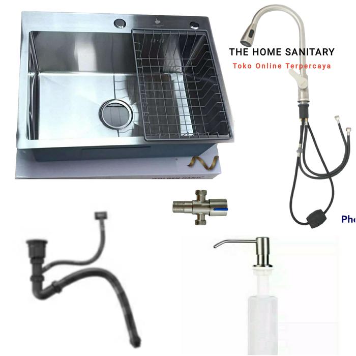 Gambar Paket Komplit Kitchen Sink Onan Golden Hand Series 5040/Bak Cuci - P KRAN TARIK dari THE HOME SANITARY undefined Tokopedia