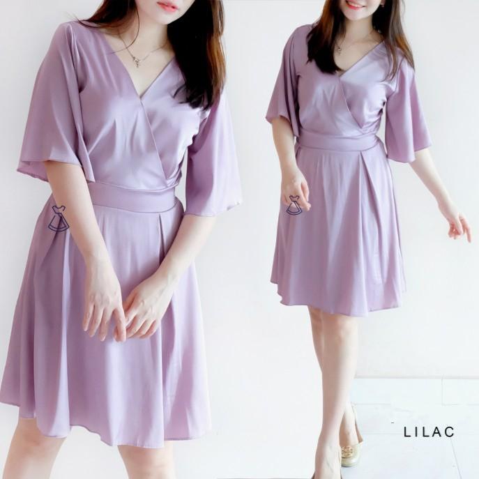 Gambar Dress Pesta Kondangan Polos Simple Wanita Kekinian MARIN MINI DRESS - Lilac dari Fraire Collection undefined Tokopedia