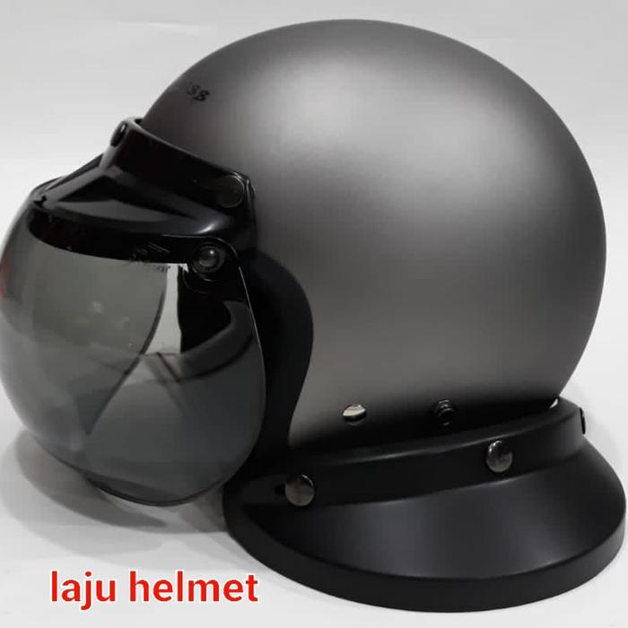 Gambar promo paket helm Cargloss CFM retro ghotic kaca cembung model bogo - silver doff, M dari Laju helmet undefined Tokopedia