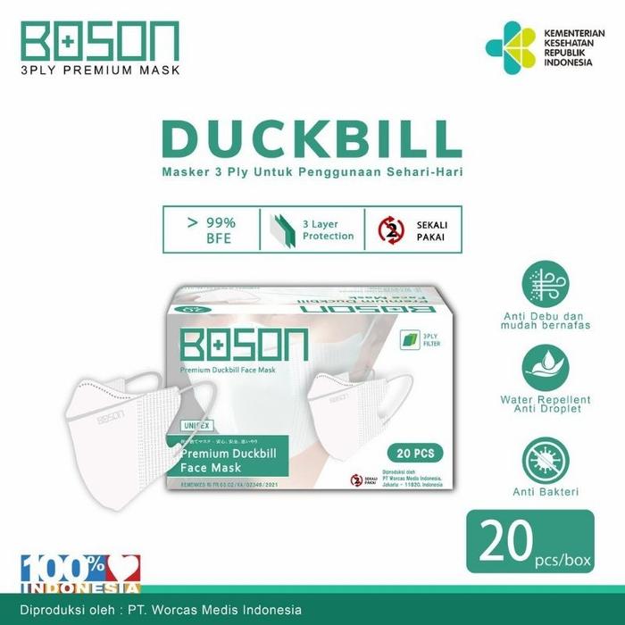 Gambar BOSON Masker Duckbill 3Ply Isi 40 Pcs - Premium Duckbill Face Mask - BOSON Putih 40 dari SellingStore.id undefined Tokopedia