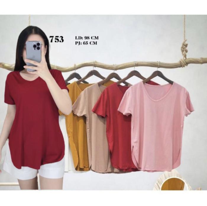 Gambar Baju Atasan Blouse Kaos Lengan Pendek Belah Samping Spandek Rayon dari Mikhayla_Berkahstore undefined Tokopedia