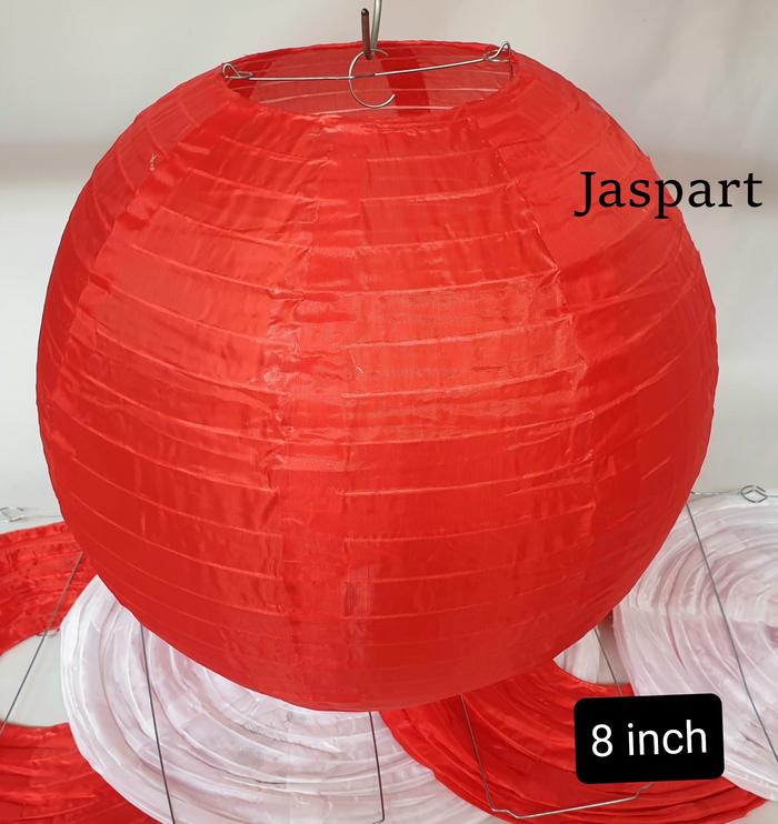 Gambar Lampion Outdoor Merah Putih Lampion Dekorasi 17 Agustus Kain Parasut - MERAH POLOS, 8 INCH 20CM dari Jaspart undefined Tokopedia