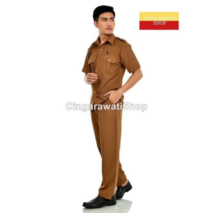 Gambar Setelan Seragam Pns Pemda Khaki Tua Khaki Muda Baju Dinas Pns Pria - Khaki Tua Pria, S dari arshaq undefined Tokopedia