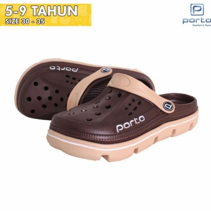 Gambar sandal anak remaja Porto baim crocs Porto 1006 B 30-35 - Cokelat, 35 dari Optimuzz undefined Tokopedia