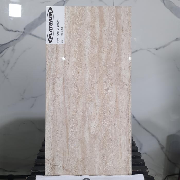 Gambar Keramik Dinding Platinum CARTER Series 25x50cm Kw1 - BROWN dari INDO BUILD MART. undefined Tokopedia