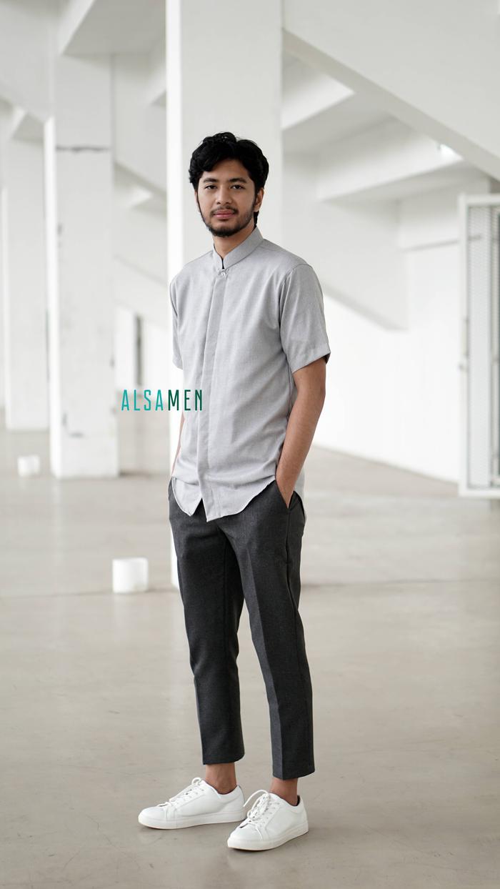 Gambar Celana Ankle Pants Pria Panjang Casual Slim Fit by Alsamen Abu Tua - S dari Rumah Hijab Alsa undefined Tokopedia