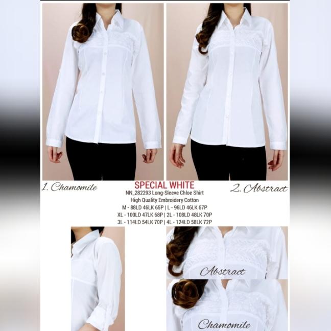 Gambar kemeja wanita tangan panjang PUTIH Uk.M-4L - Chloe Abstrak, L dari NM.Jeans undefined Tokopedia
