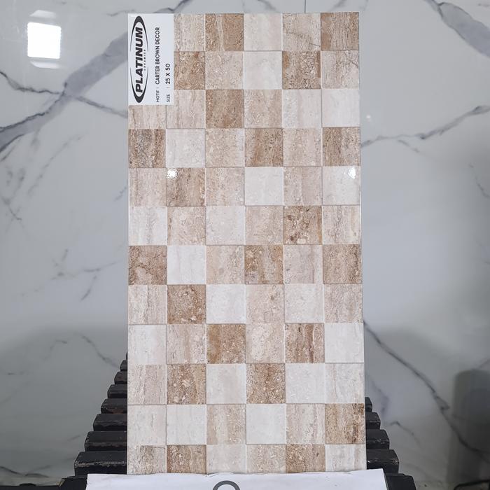 Gambar Keramik Dinding Platinum CARTER Series 25x50cm Kw1 - BROWN DECOR dari INDO BUILD MART. undefined Tokopedia