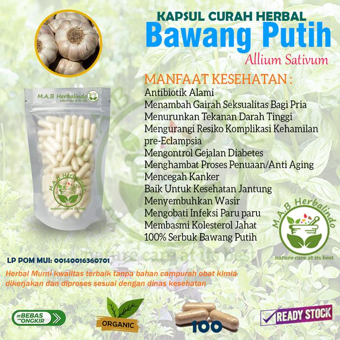 Gambar BAWANG PUTIH Garlic 100 Kapsul Curah Herbal Wasir Sinusitis Psoriasis dari mab herbalindo undefined Tokopedia