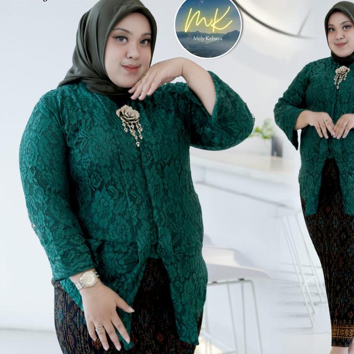 Gambar SETELAN KEBAYA FLOY KUTU BARU BROKAT JUMBO WARNA HIJAU BOTOL / BUSUI - ATASAN SAJA, M dari Dewi_Kebaya undefined Tokopedia