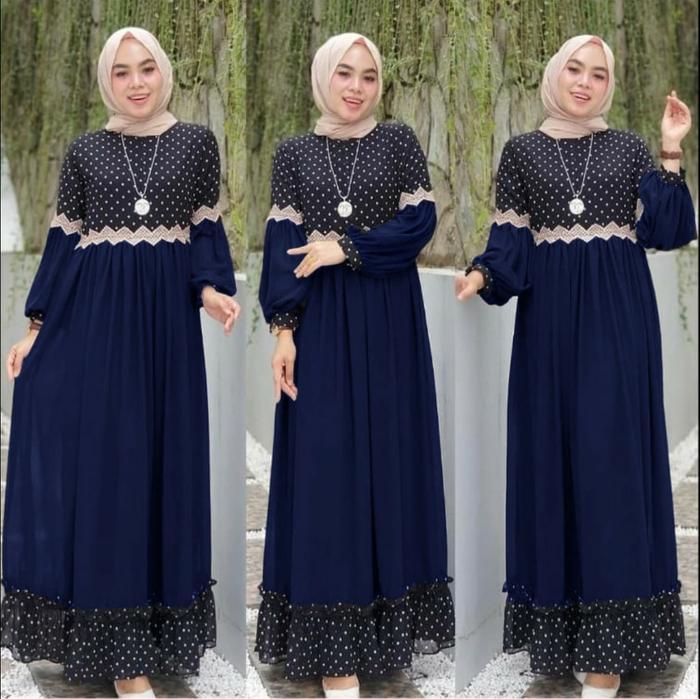 Gambar MAXI WANITA FASHION MODERN DAN ELEGAN BAHAN ONDE KATUN- MELATI - NAVY, all size dari EmiliaTshop undefined Tokopedia