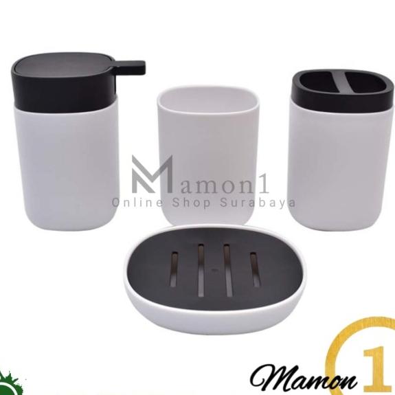 Gambar Kris set aksesoris kamar mandi/tempat sabun 4 Pcs - Hitam putih dari Mamon1 undefined Tokopedia