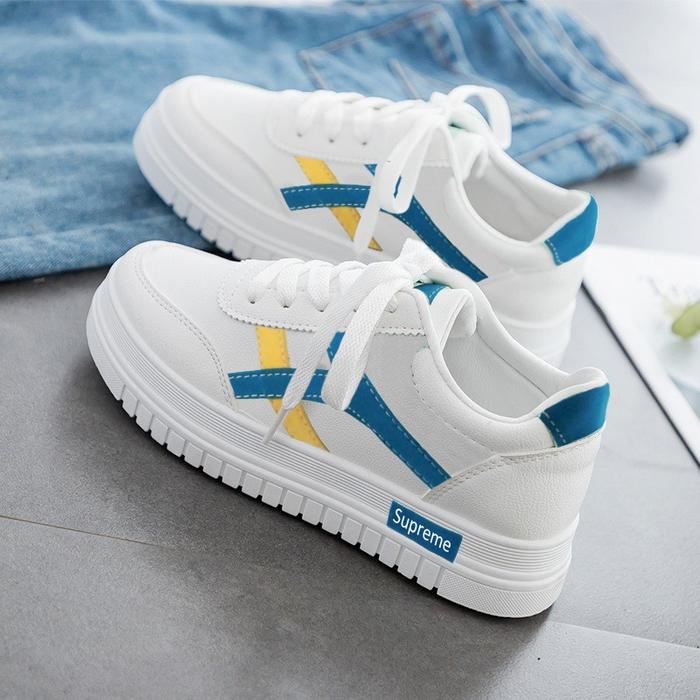 Gambar sepatu sneakers wanita korea murah kets gaya keren trend putih l biru - sesuai gambar, 37 dari malkan undefined Tokopedia