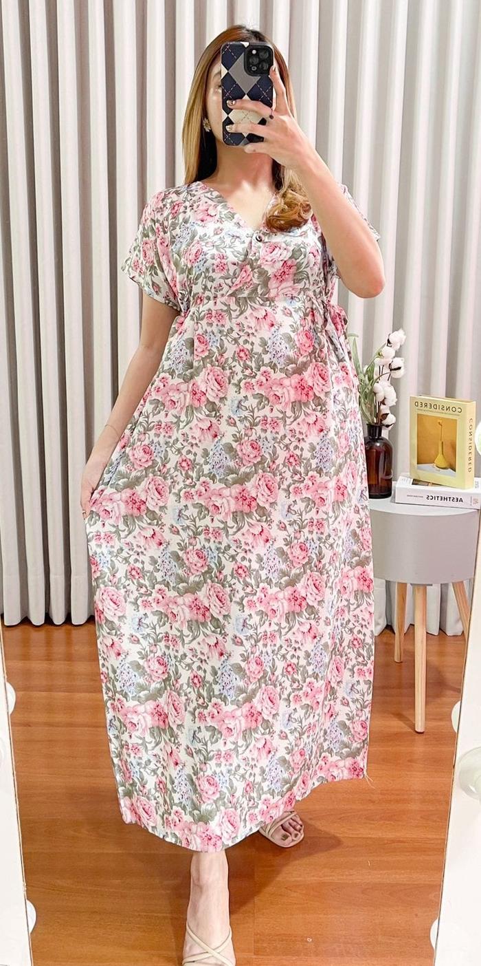 Gambar DASTER DRESS KIMONO KANCING BUSUI PANJANG RAYON PREMIUM LONG - A PUTIH dari PEHH PIYAMA undefined Tokopedia