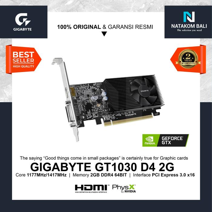 Jual VGA GIGABYTE GT1030 LOW PROFILE D4 2G GT 1030 2GB DDR4