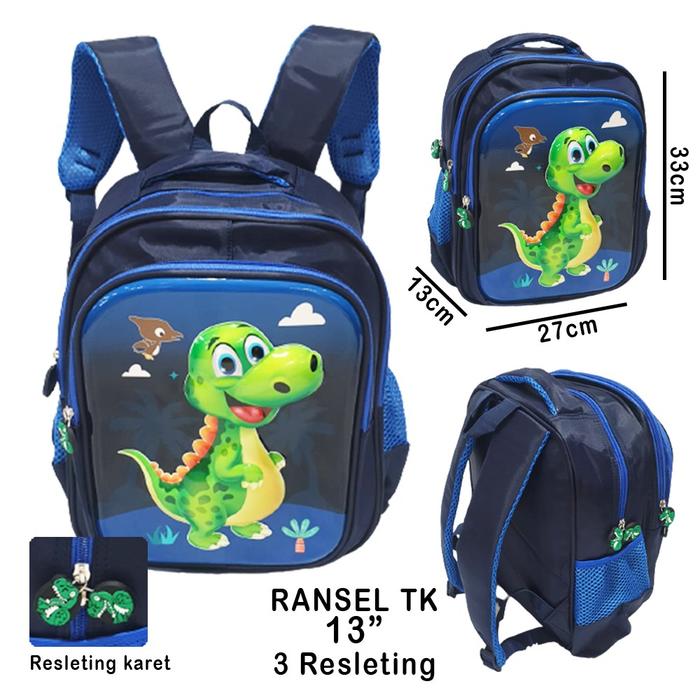 Gambar Terbaru Tas Ransel Anak TK Karakter Dinosaurus hijau 3 Resleting dari nam_nam undefined Tokopedia