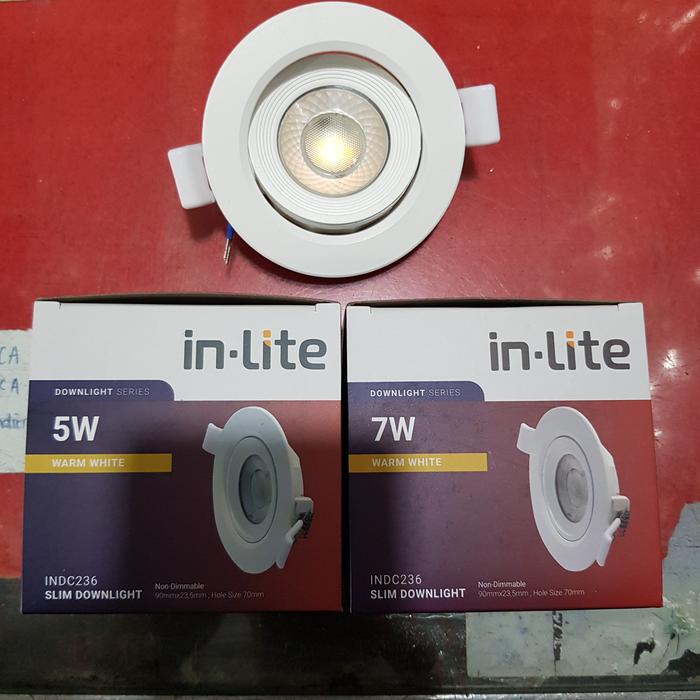 Gambar Lampu Spot Light Slim Recessed Downlight inlite Hole Size 70mm 220V - Warmwhite 3000K, 5 Watt dari Amaritista undefined Tokopedia
