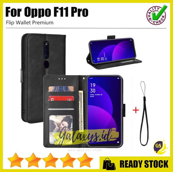 LEATHER FLIP COVER WALLET OPPO F11 F11 PRO F11PRO CASE CASING Oppo F11  Pro, Cokelat