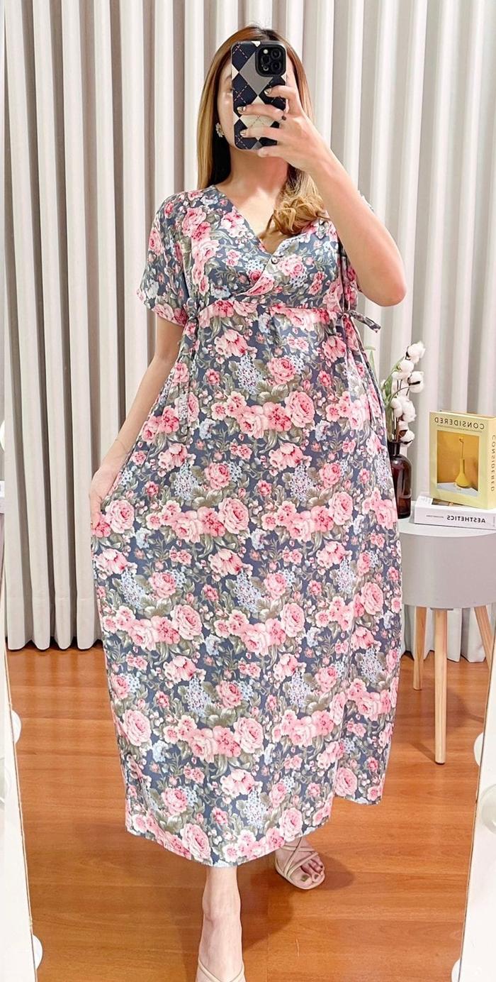 Gambar DASTER DRESS KIMONO KANCING BUSUI PANJANG RAYON PREMIUM LONG - A DARK GREY dari PEHH PIYAMA undefined Tokopedia