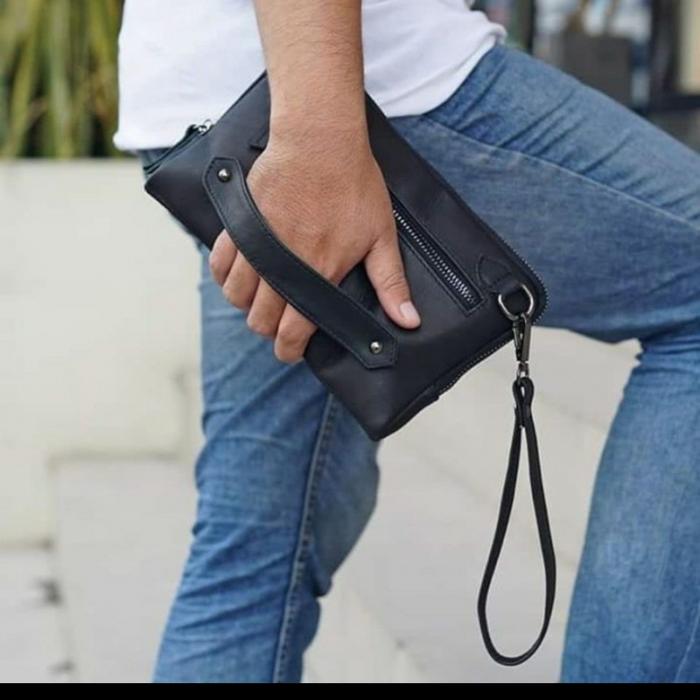 Gambar Tas tangan kulit asli - tas pria kulit - hand bag kulit asli kulit - Hitam dari Ravleather undefined Tokopedia