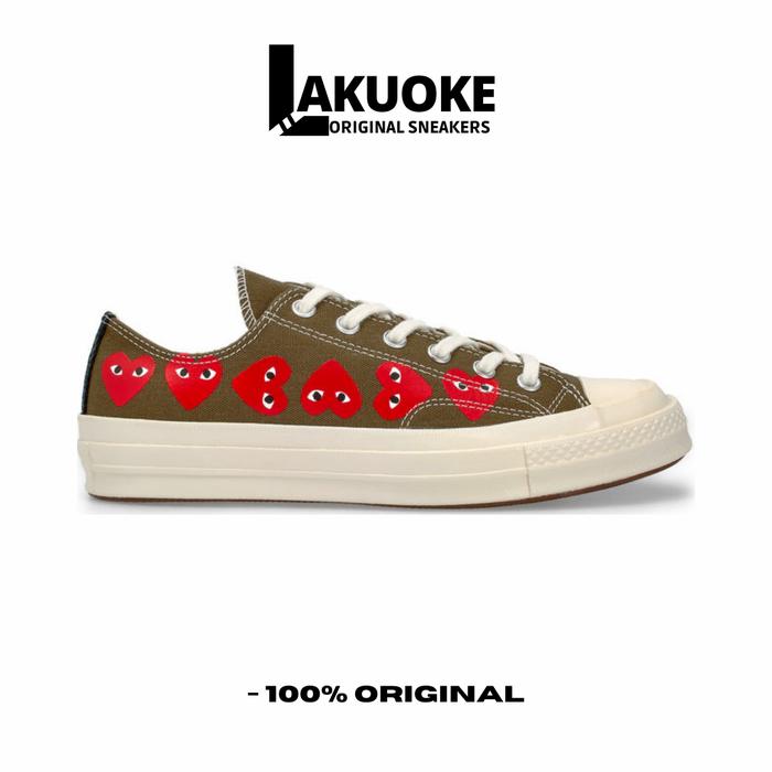 SEPATU CONVERSE CHUCK 70 X CDG PLAY MULTI HEART KHAKI LOW ORIGINAL 39 di  Tokopedia