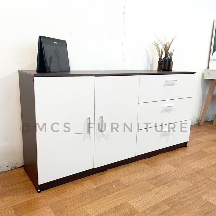 Gambar Lemari Bufet Meja Penyimpanan Sideboard TV Mebel Furniture Semarang - Walnut White, Smg Rkit Cht DL dari Mebel Semarang MCS Furniture undefined Tokopedia