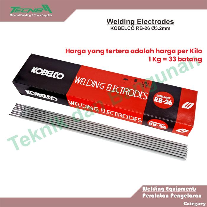 Gambar Kawat Las Welding Electrodes Kobelco RB-26 2.6mm 3.2mm per 1 kg - 3.2mm dari Teknik Dan Bangunan undefined Tokopedia